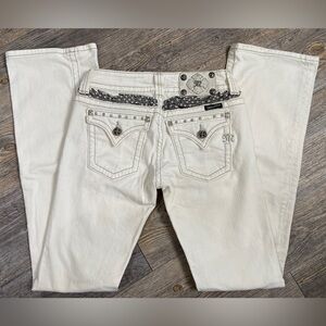 Miss Me White Boot Cut Jeans with Embellished Back Pockets